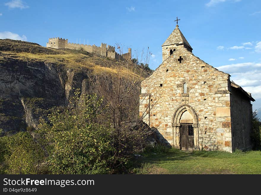 Castle Tourbillon And Chapel , Sion, Switzerland