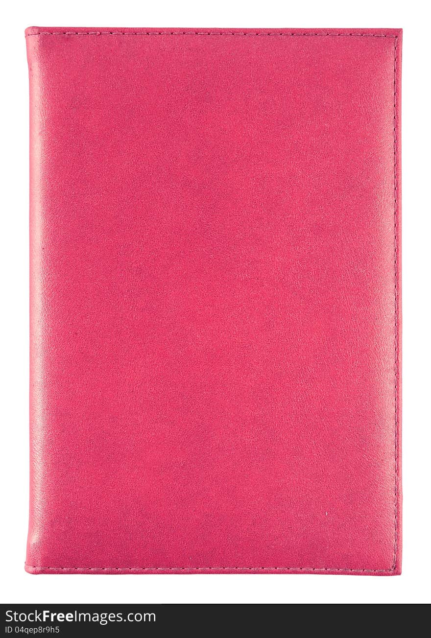 Red leather notebook isolated on white with clipping path