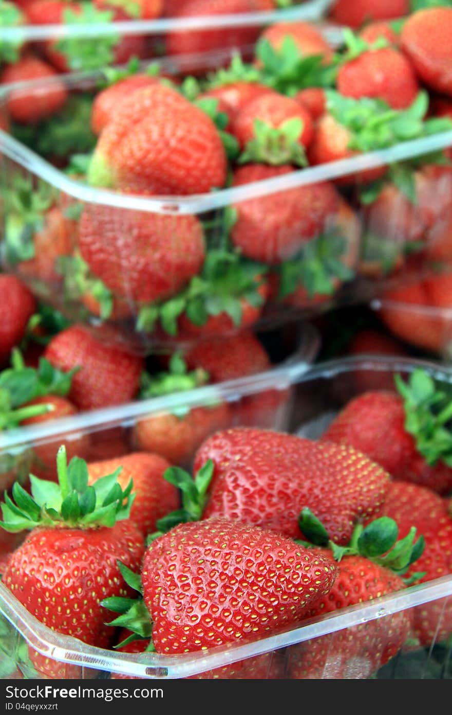 Image of fresh strawberry in plastic containers