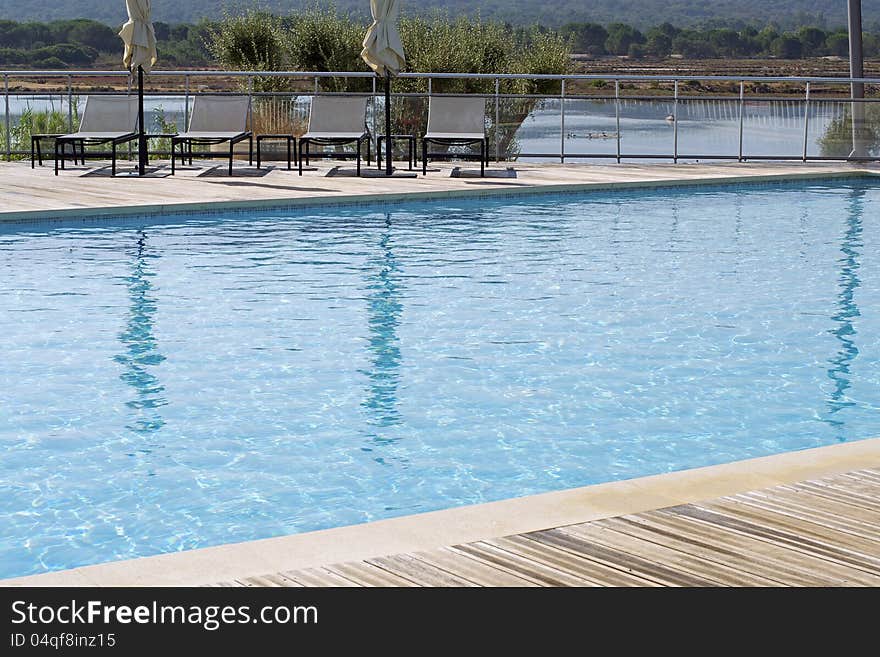 Swimming pool, beautiful clear, pure and transparent water