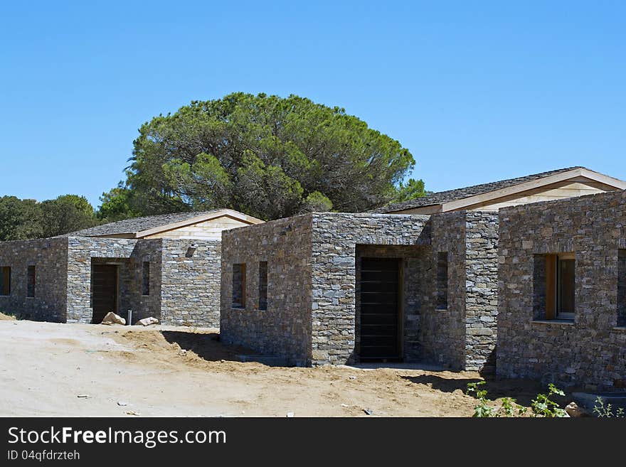 Row of Typical Corsican Terraced Houses in construction. Row of Typical Corsican Terraced Houses in construction.