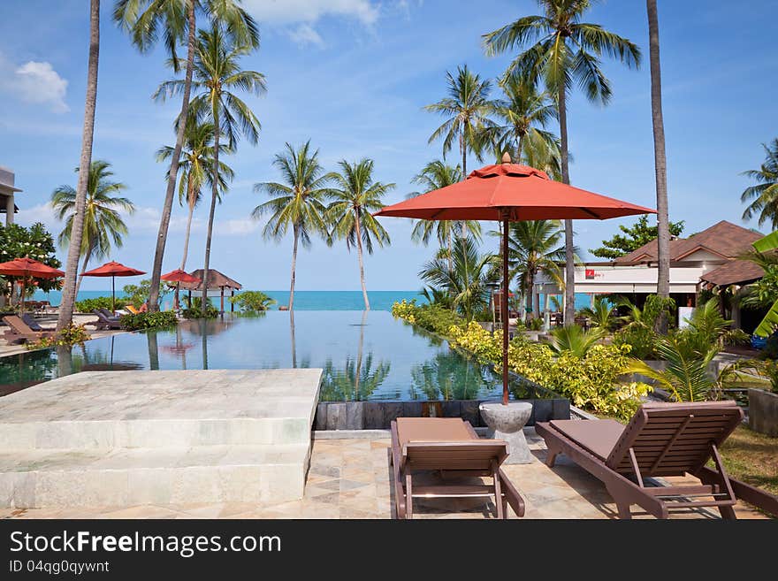 Swimming pool overlooking the sea.