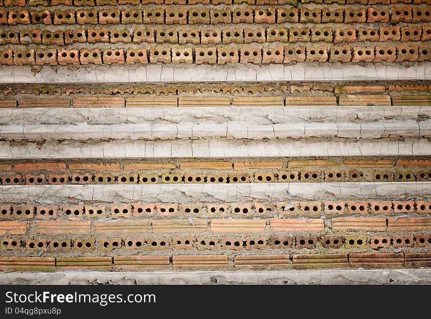 The layer of the brick walls construction background