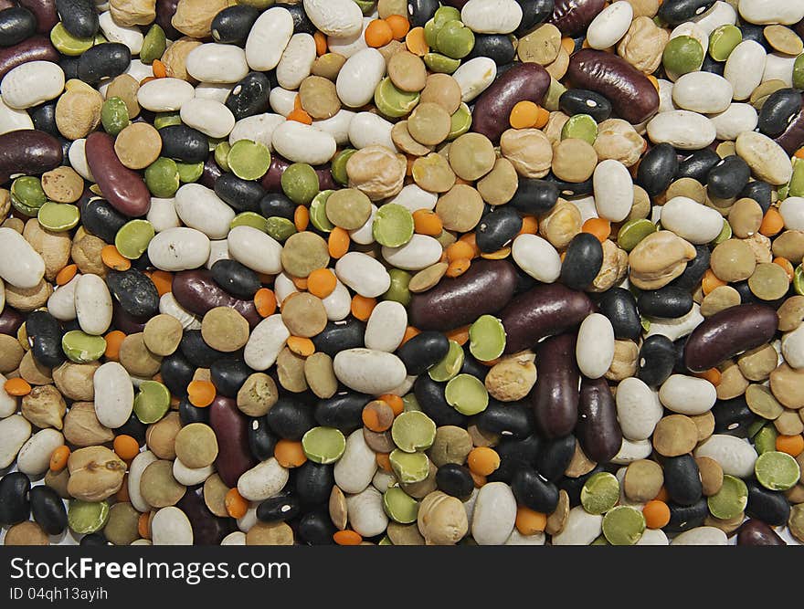 Various legumes: peas, kidney-beans, lentils background. Various legumes: peas, kidney-beans, lentils background