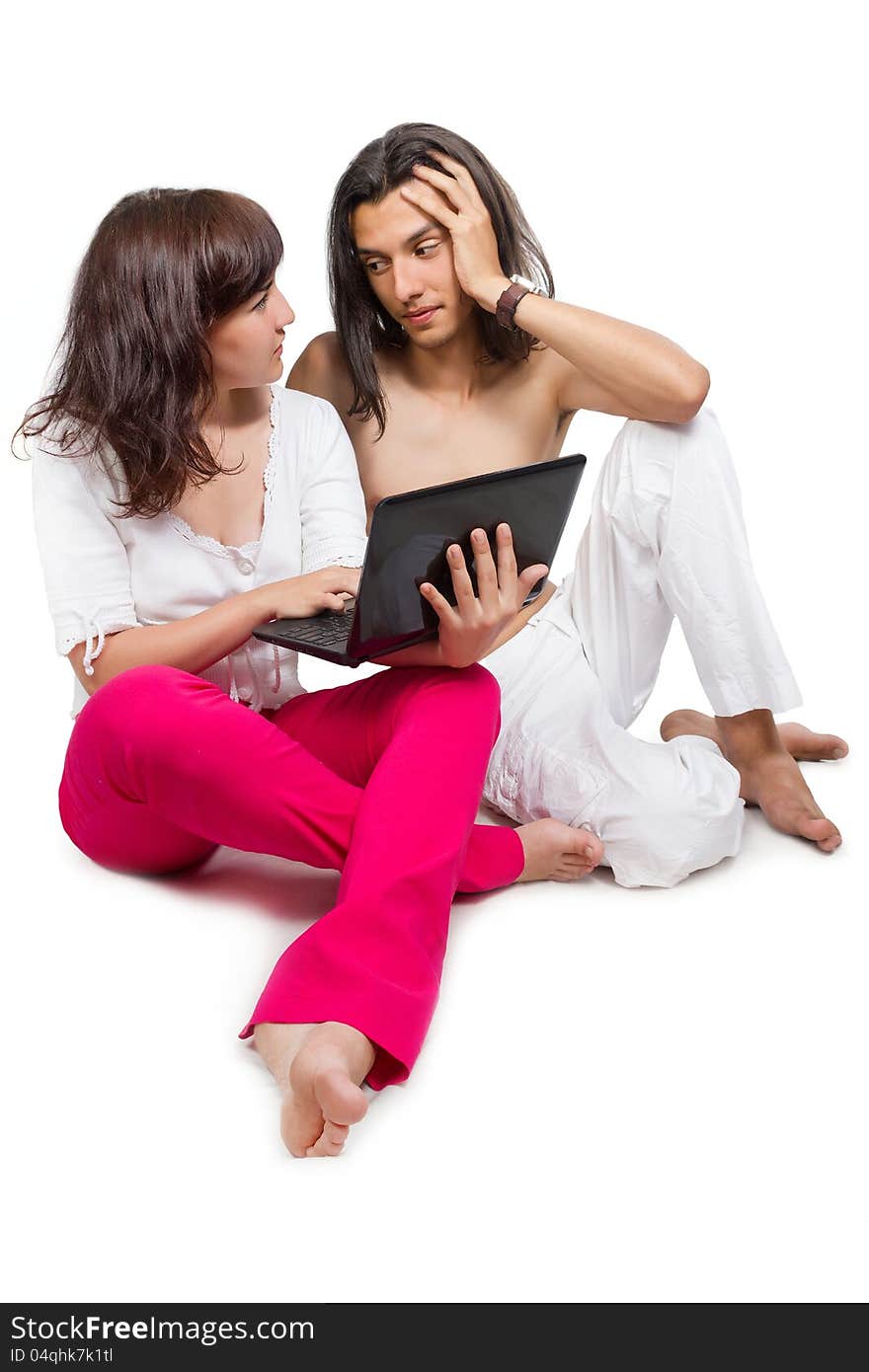 Young couple with the computer