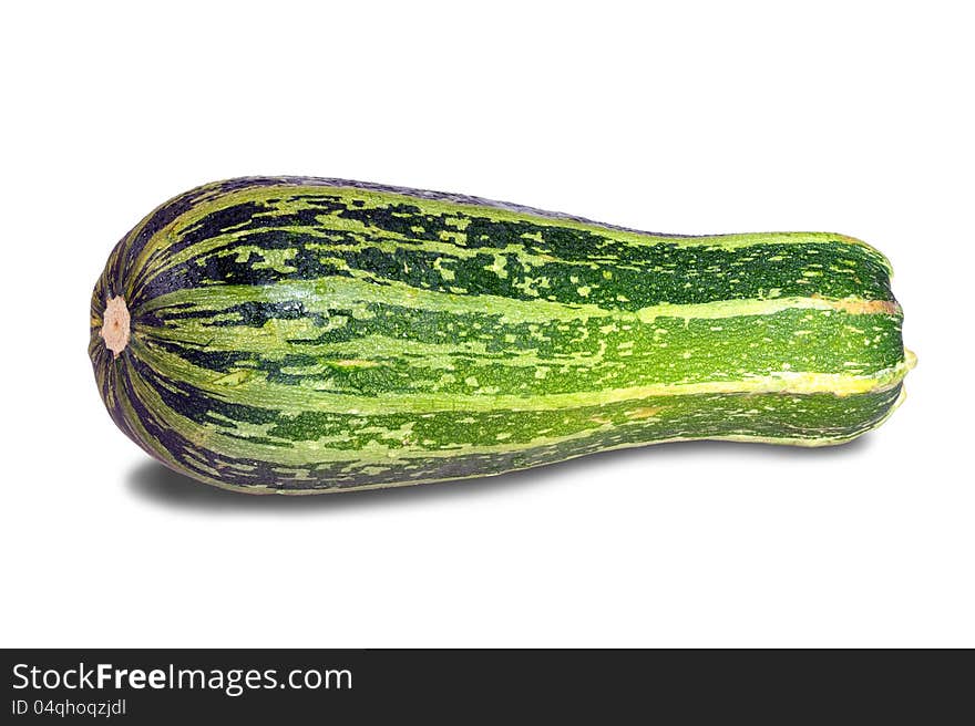 The fresh green pumpkin broken from a kitchen garden. On a white background. The fresh green pumpkin broken from a kitchen garden. On a white background.