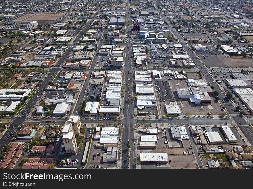 Aerial view of downtown Mesa, Arizona