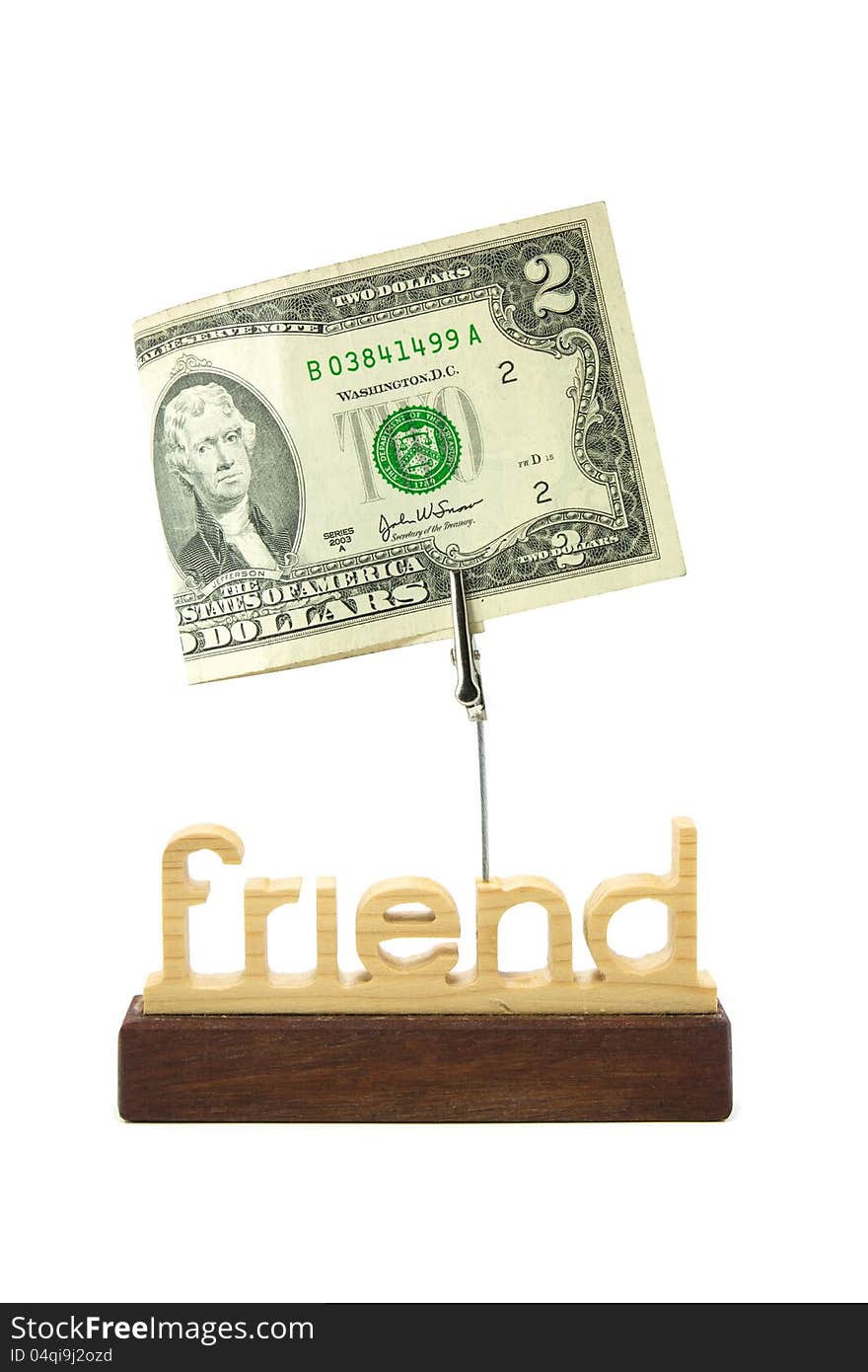 Dollar on memo holder isolated