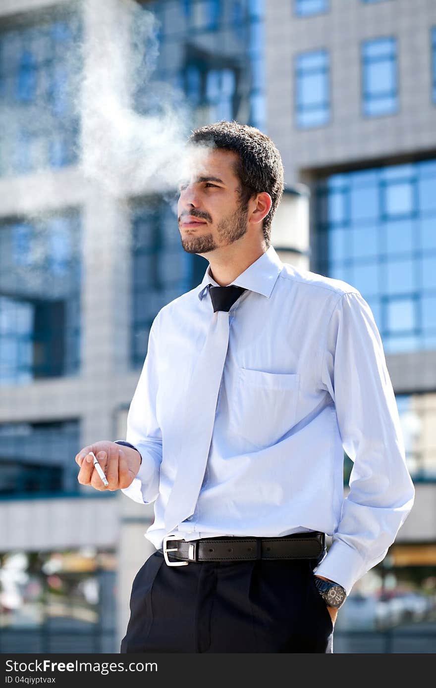 Businessman smoking