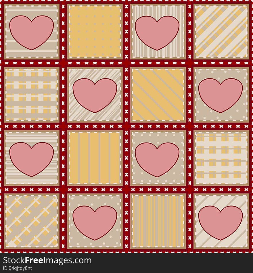 Seamless textile background with simple pink hearts. Seamless textile background with simple pink hearts