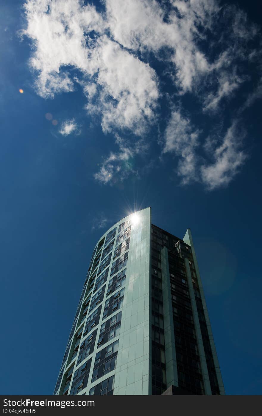 White clouds over modern high rise apartment. Image No 107. White clouds over modern high rise apartment. Image No 107.