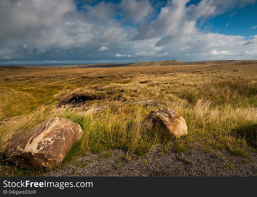 View of moors in west yorkshire, england. This landscape image is taken from the holmfirth road A635. Image no 109. View of moors in west yorkshire, england. This landscape image is taken from the holmfirth road A635. Image no 109.