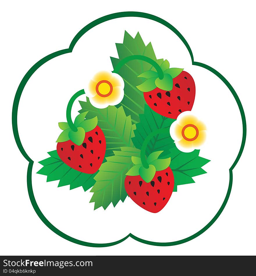 Sprig with strawberries. The illustration on a white background. Sprig with strawberries. The illustration on a white background.