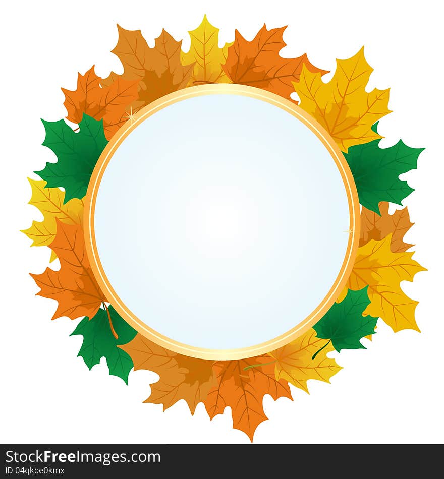 Frame and maple leaves. The illustration on a white background.