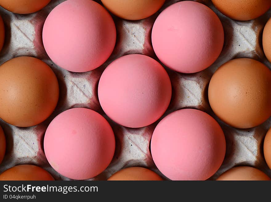 Chicken Eggs and Colored Eggs.