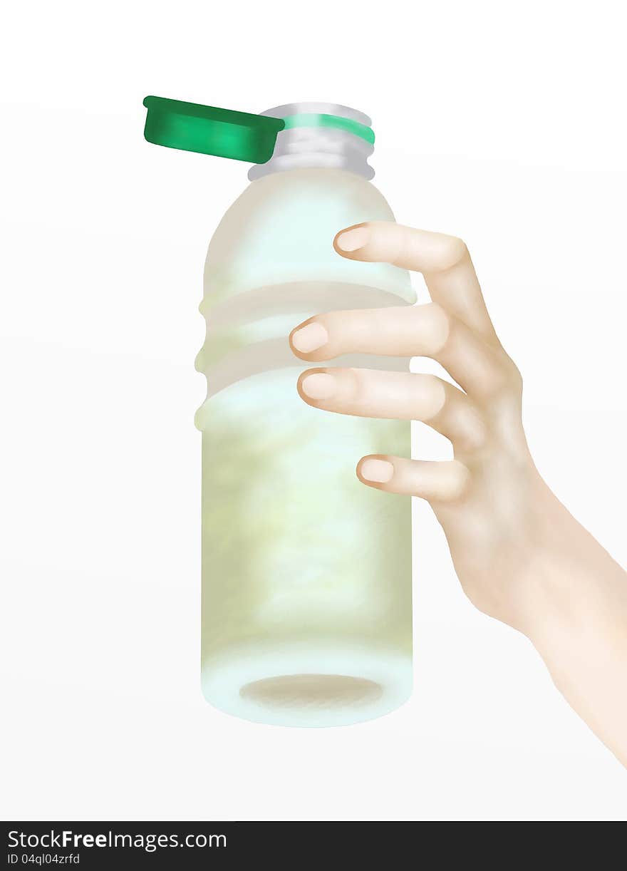 Human Hand Holding Bottle of Water