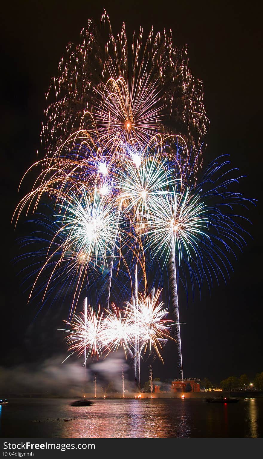 Colourful fireworks display over the river. Colourful fireworks display over the river