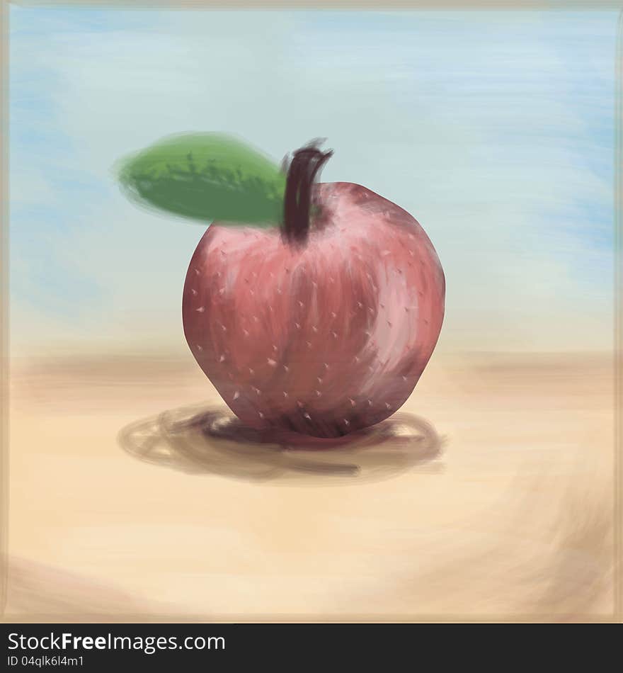 Painterly Apple, freehand painterly drawing (vector), eps 10. Painterly Apple, freehand painterly drawing (vector), eps 10