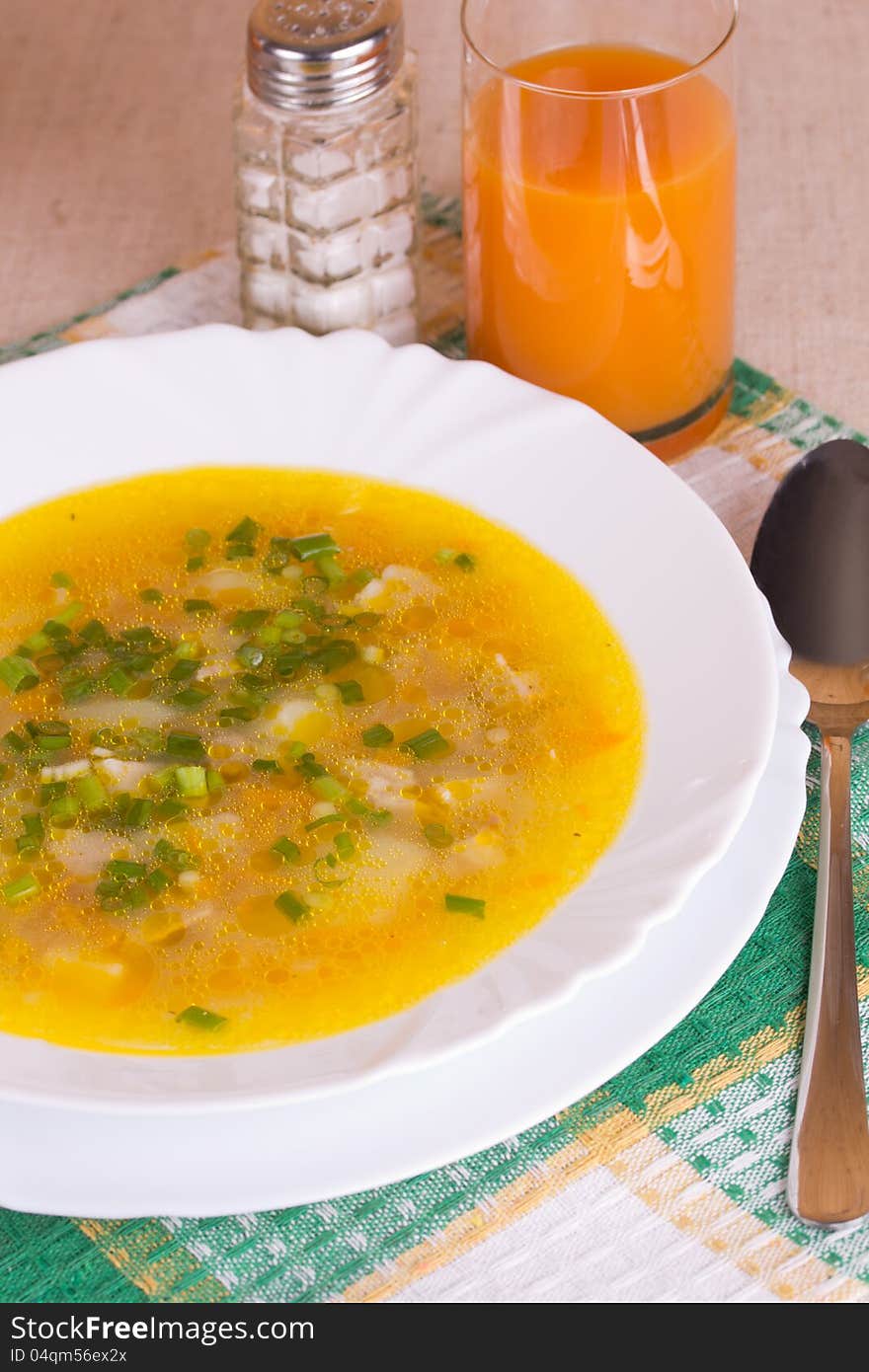 Soup in a bowl closeup