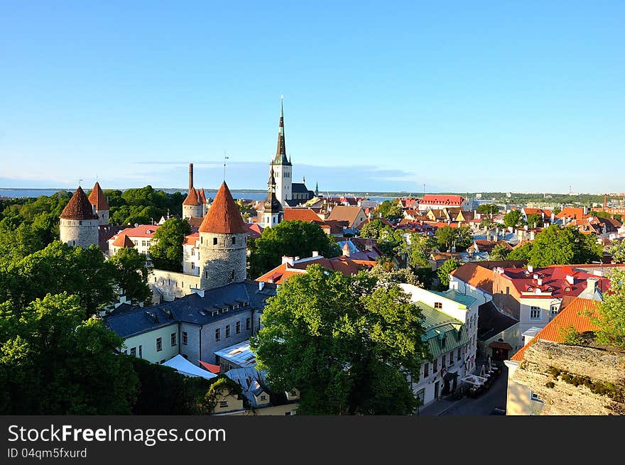 Red roofs and church of old Tallinn