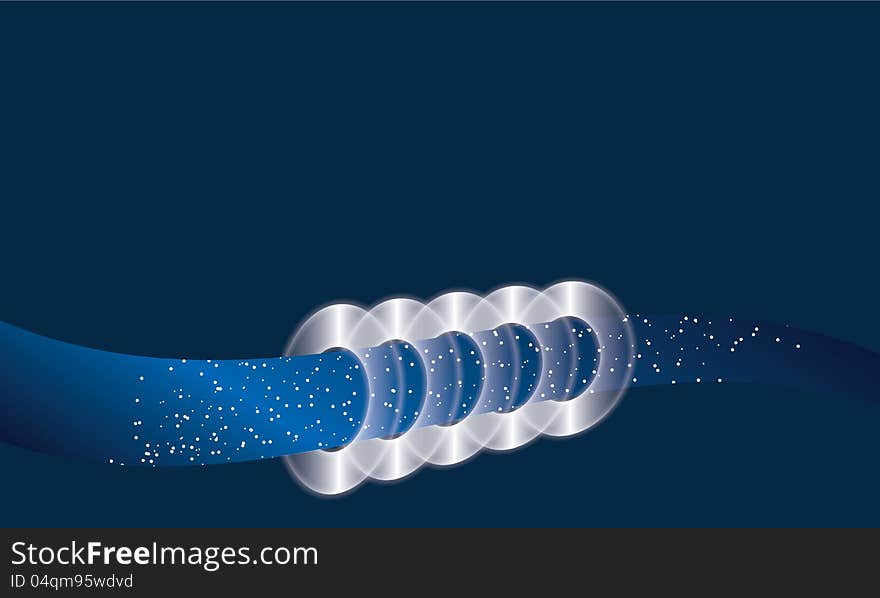 Blue tube with white, luminous ovals. Blue tube with white, luminous ovals