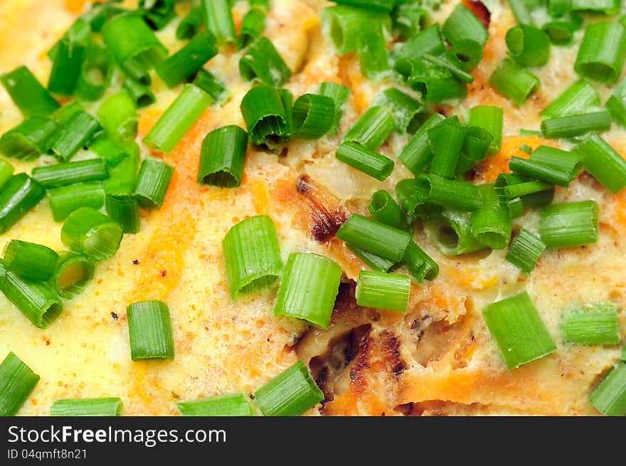 Spring Onions on Top of Omelet