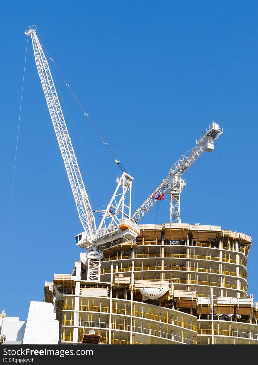 Crane on top of new condo tower