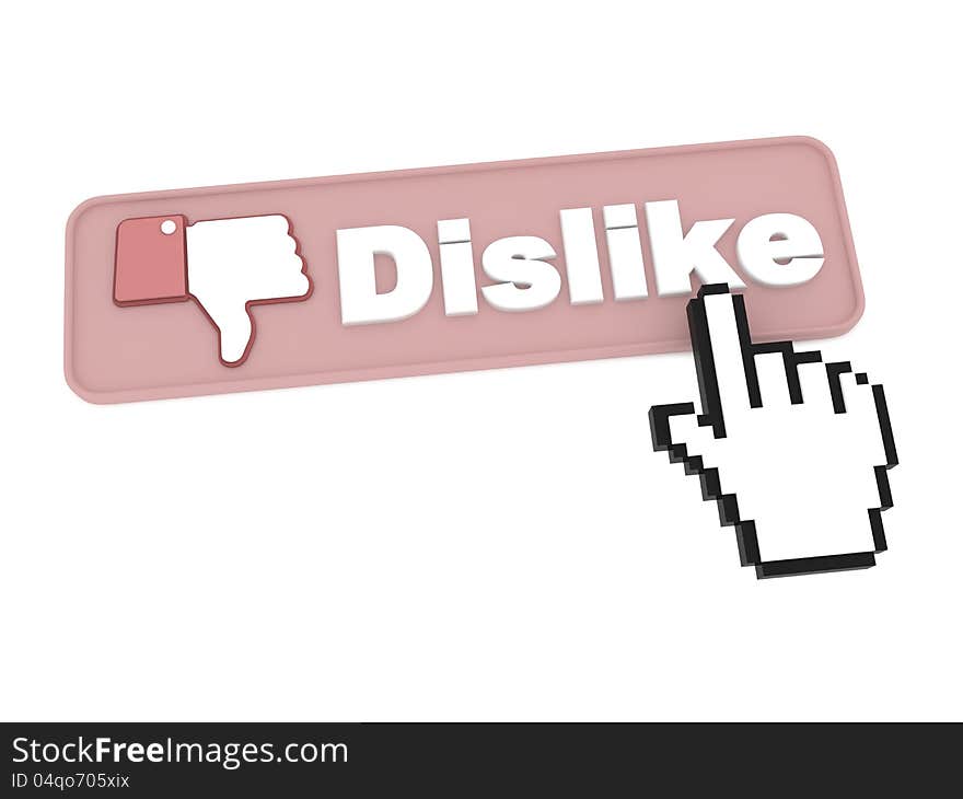 Dislike Button with Cursor - Social Media Concept. Dislike Button with Cursor - Social Media Concept.