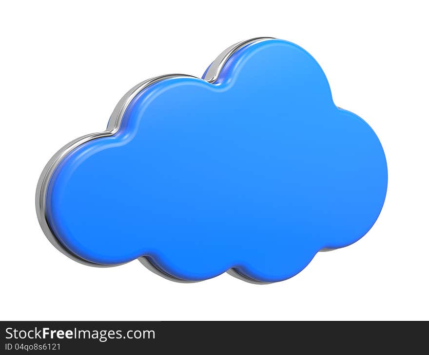 Cloud Computing Concept. Blue Cloud on White Background.