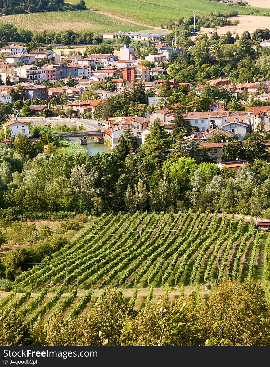 Landscape in Emilia-Romagna (Italy) at summer from Fiumana. Landscape in Emilia-Romagna (Italy) at summer from Fiumana