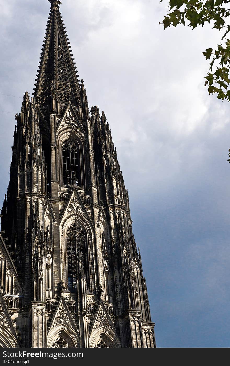 Kolner Dom (Cologne) facade fragment with sky