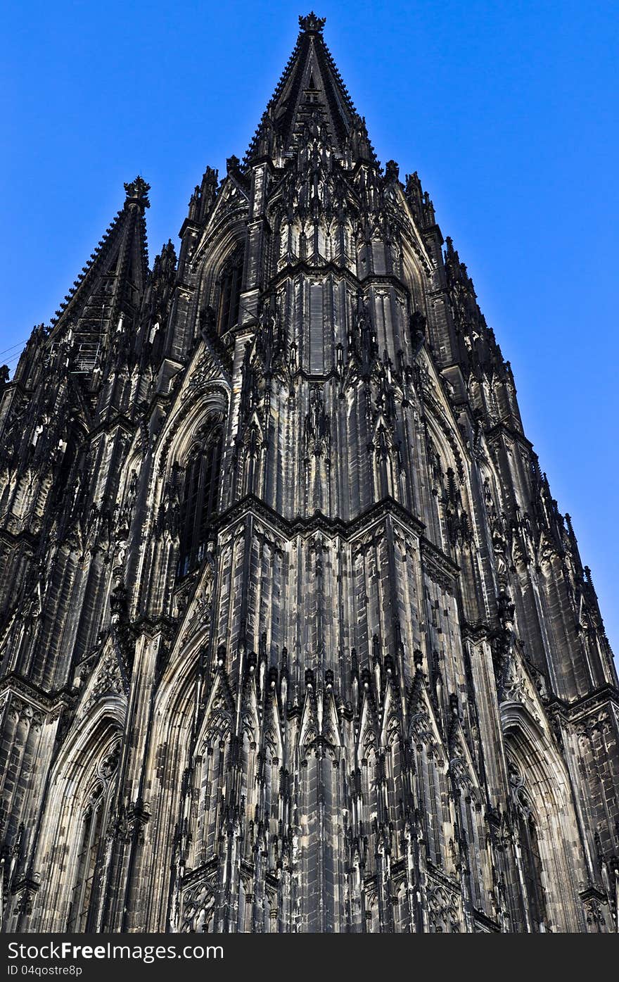 Kolner Dom (Cologne) facade fragment with sky