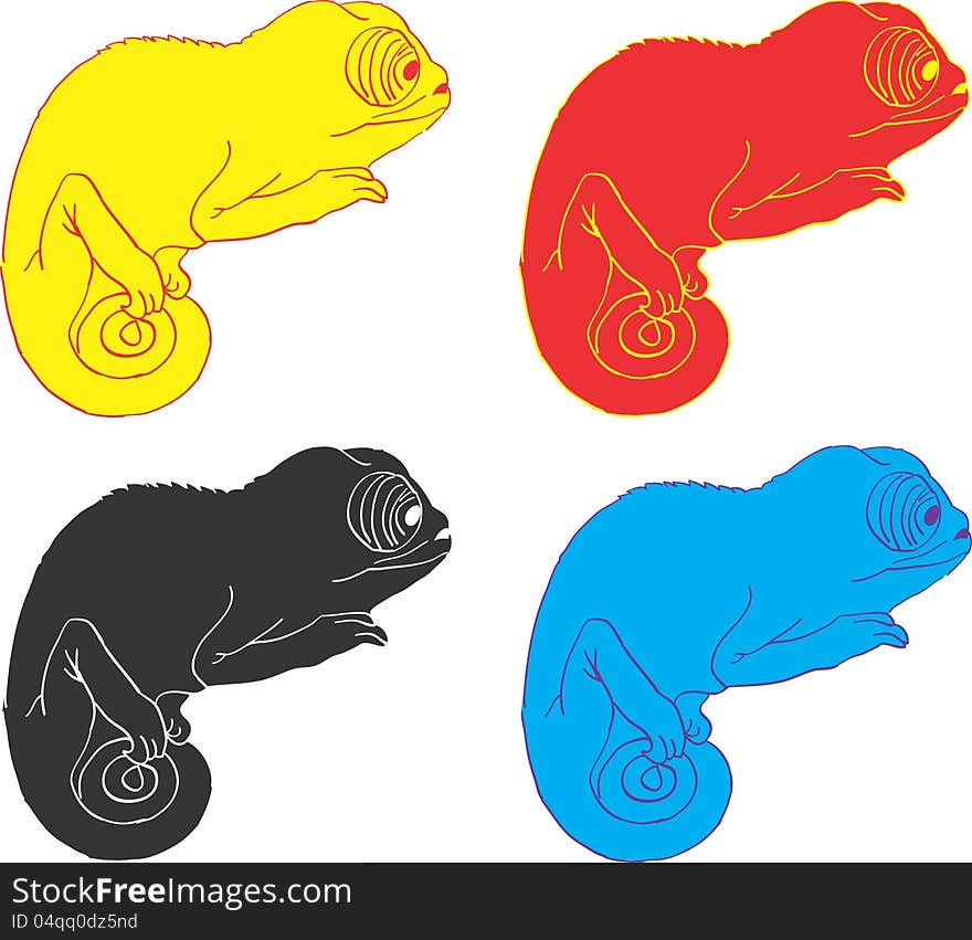 Vector illustration of colored chameleon