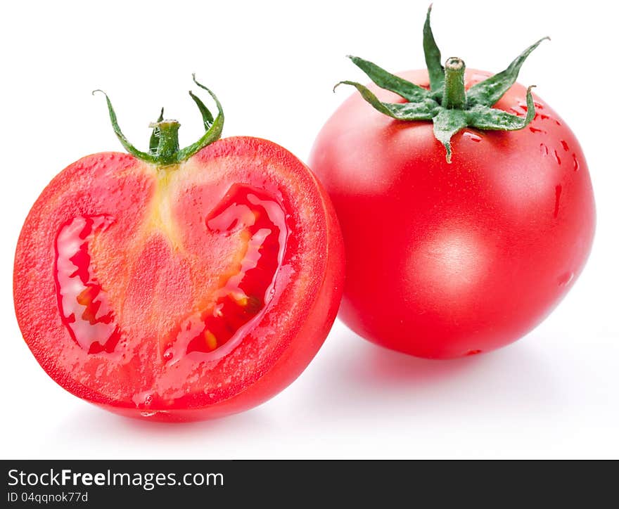 Tomatoes on a white background