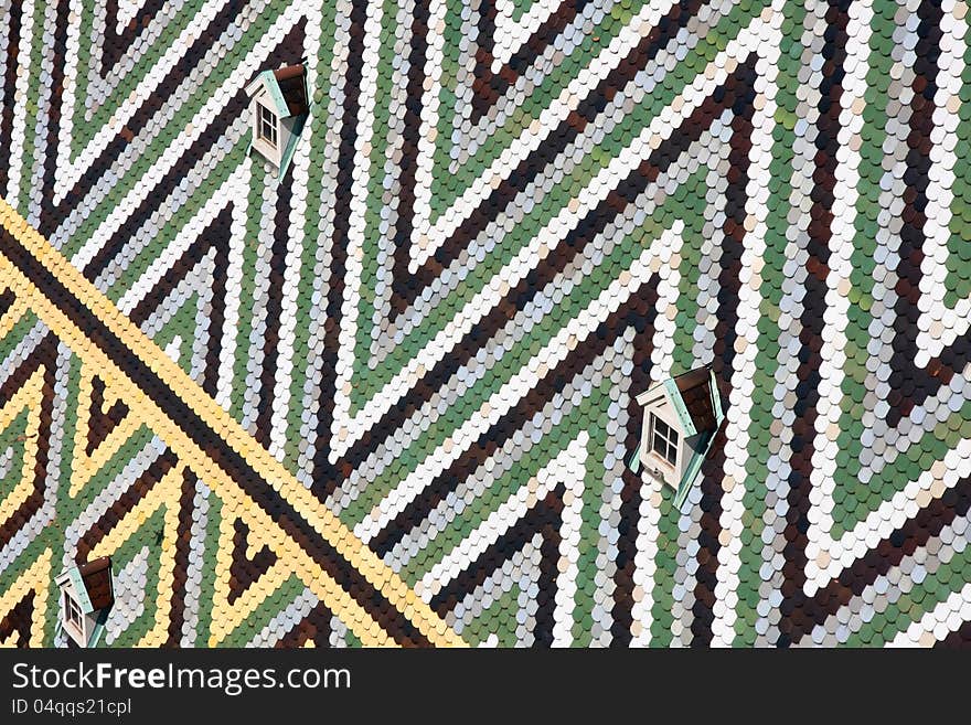 Tiles Roof of Stephansdom Cathedral in Vienna, Austria