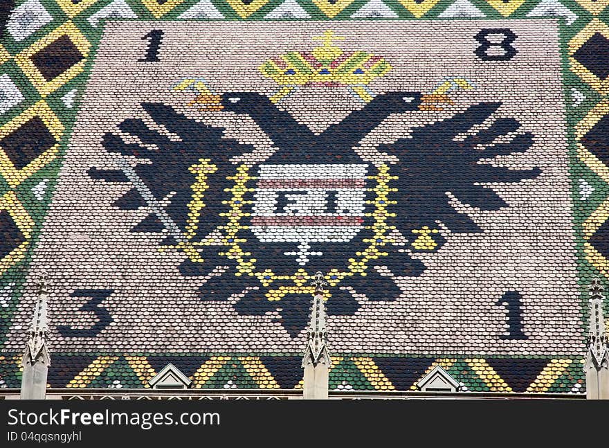 Eagle Tiles Roof of Stephansdom Cathedral in Vienna, Austria. Eagle Tiles Roof of Stephansdom Cathedral in Vienna, Austria