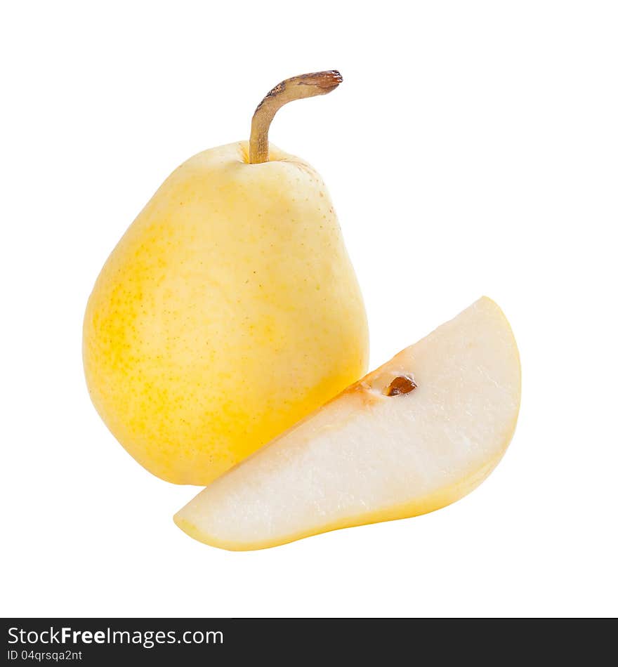 Whole and sliced pears