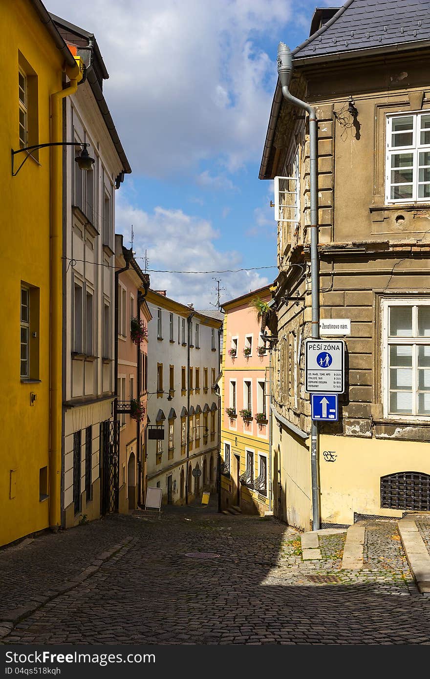 Old street in Olomouc &x28;Olmütz&x29;, Czech Republic.