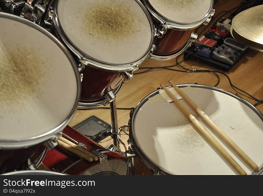 Details of a set of drums