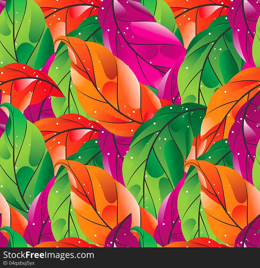 Seamless colored leaves background for wallpaper