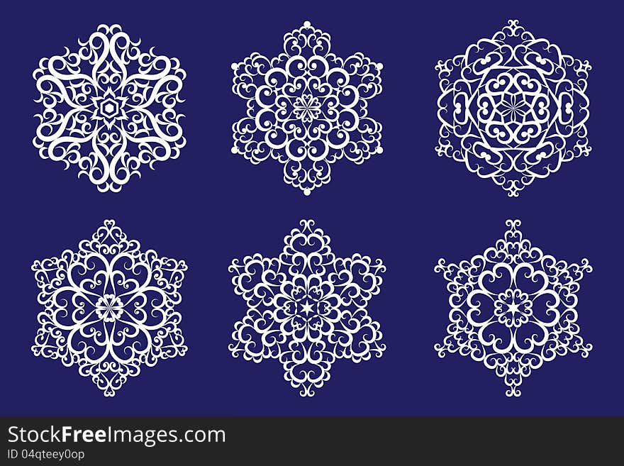 Decorative Vector Snowflakes Set