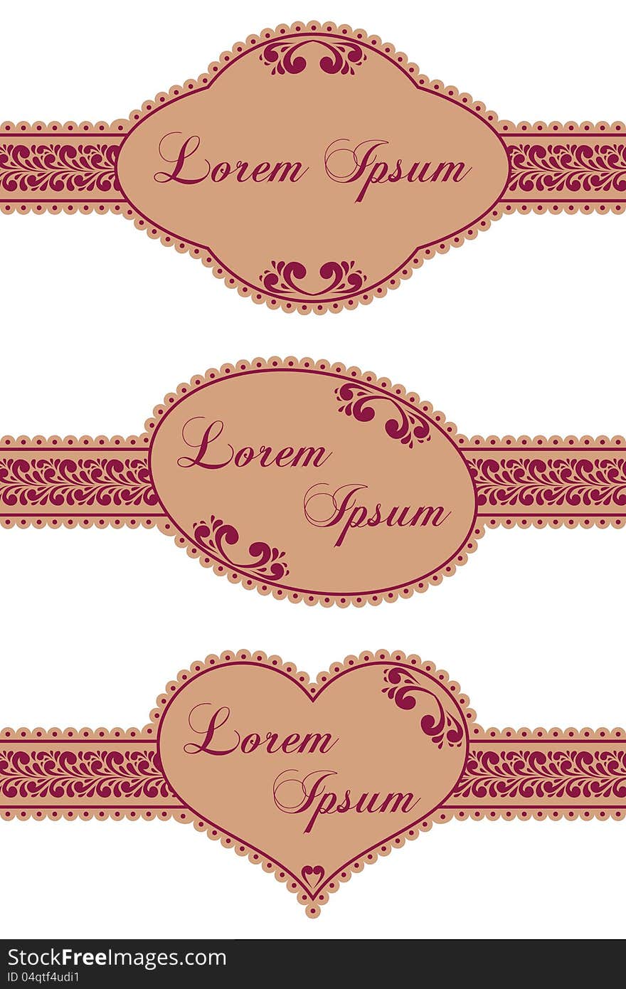 Vector set of framed ornate labels