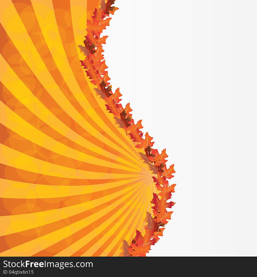 Autumn abstract wavy frame with maple leaves in golden. Copyspace for your text. Autumn abstract wavy frame with maple leaves in golden. Copyspace for your text