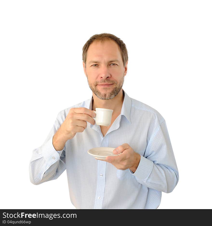 Smiling Man Drinking Coffee