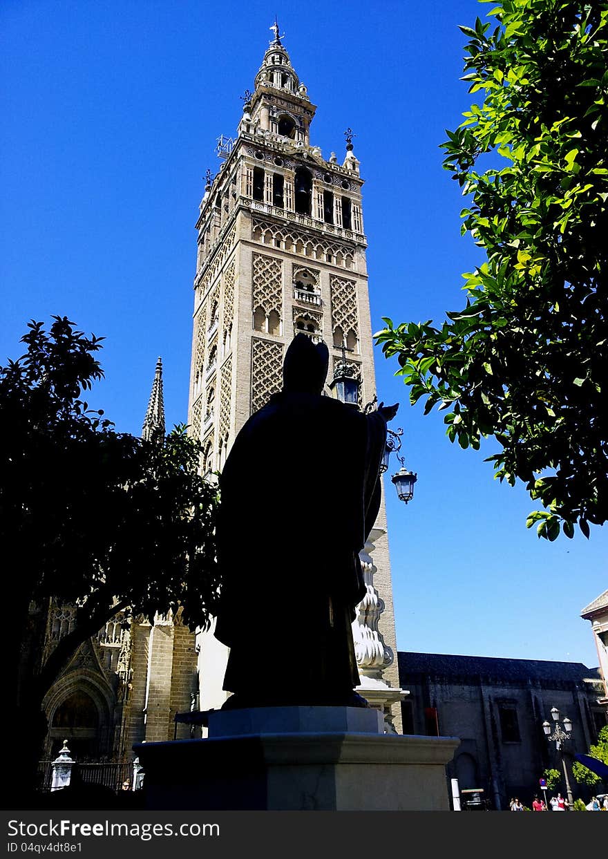 The bell tower of the Cathedral of Seville,Spain. The bell tower of the Cathedral of Seville,Spain