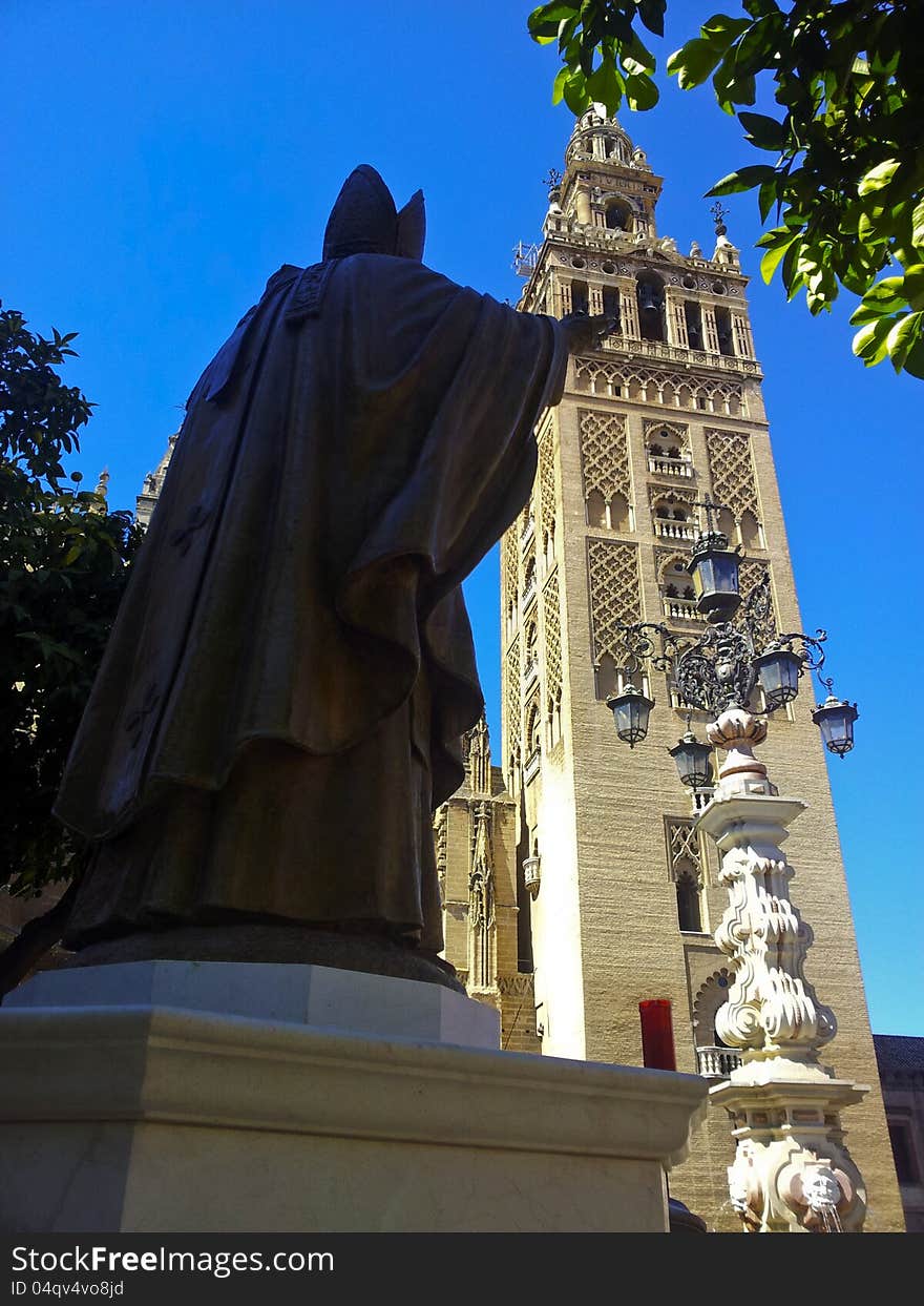 The bell tower of the Cathedral of Seville,Spain. The bell tower of the Cathedral of Seville,Spain