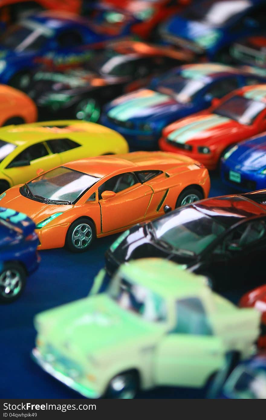 This colorful car is a small car show for the home or interior room.