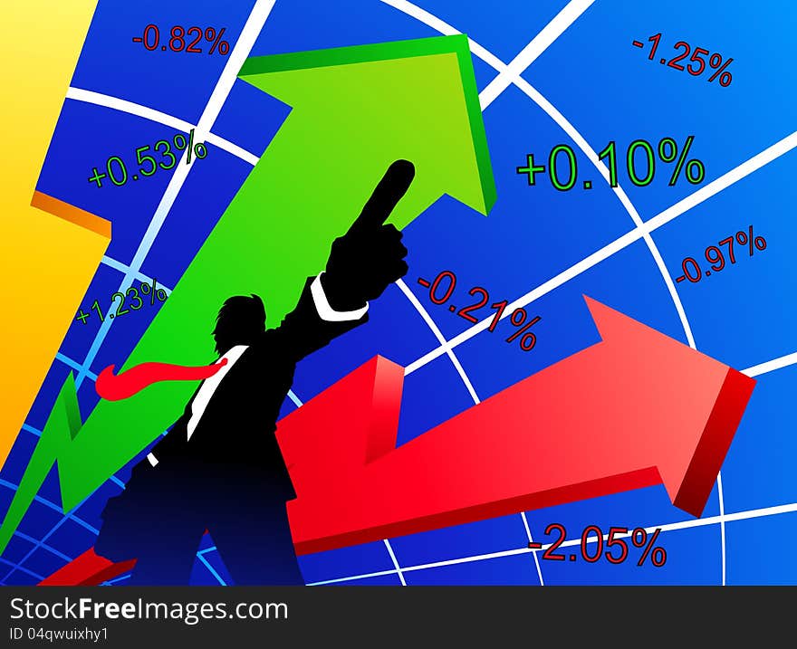 Abstract illustration describing the conquest of the stock markets. Available in vector EPS format