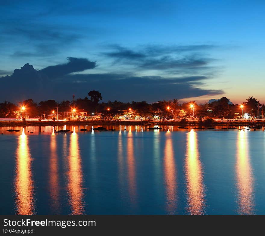 Night scenery along the river