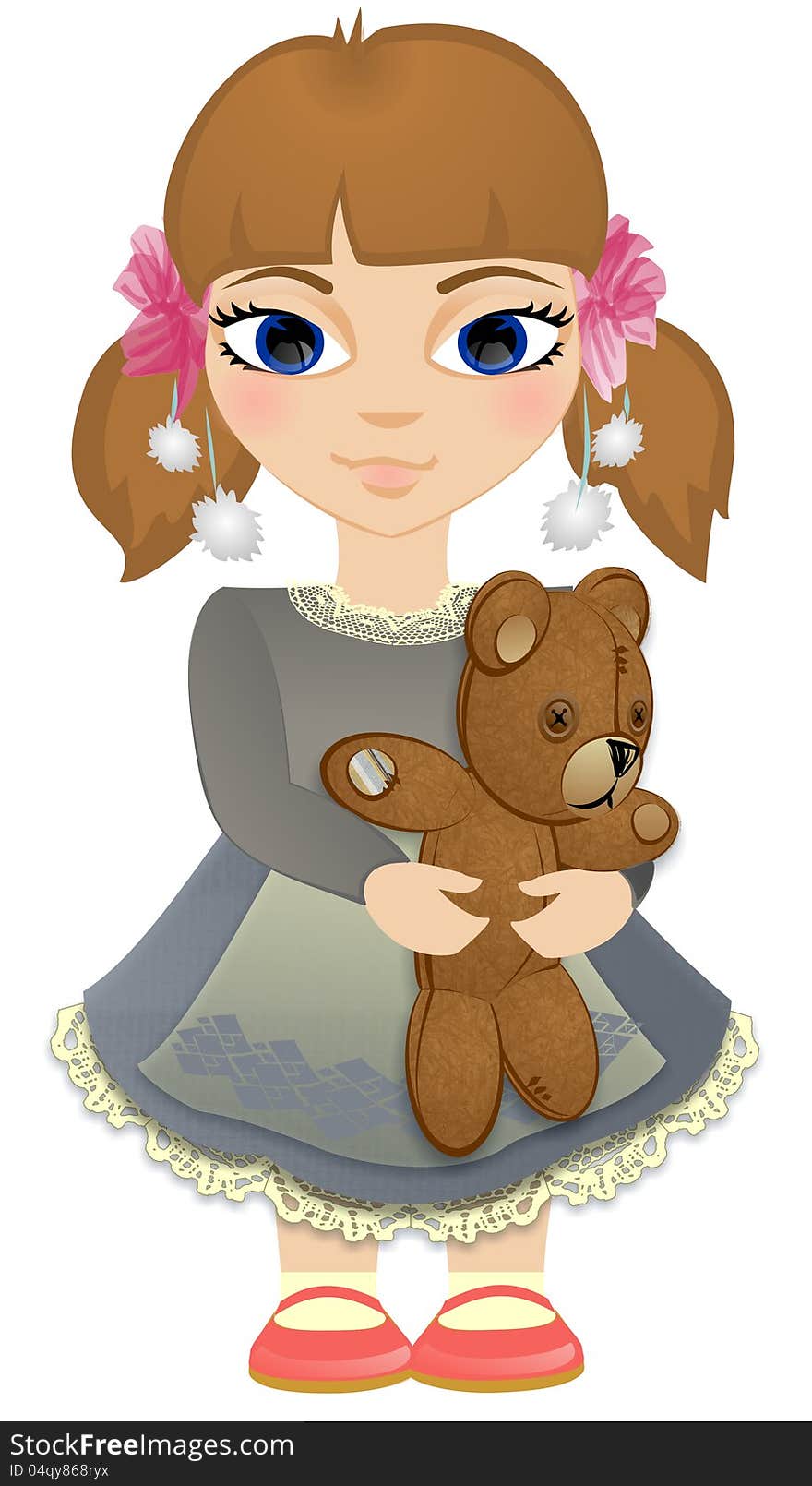 Boho Baby Girl With Bear